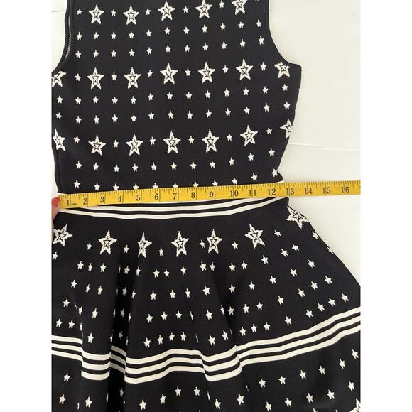Ted Baker Mariae Sweater Dress 3 (US 8) Black Stars Jacquard Fit Flare Skater - Picture 8 of 12